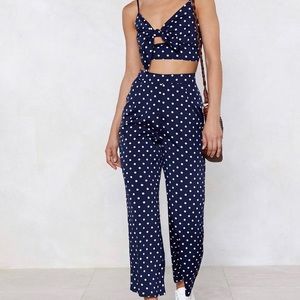 Cute polka dots crop top and straight leg set. Worn twice only!
